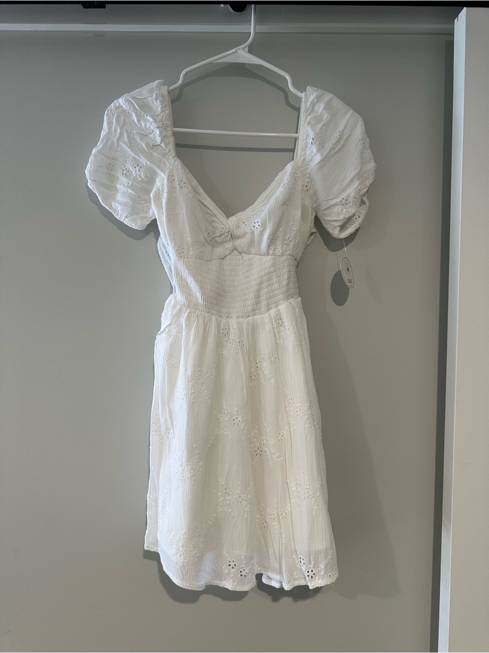 Hollister White Eyelet Puff-Sleeve Mini Dress